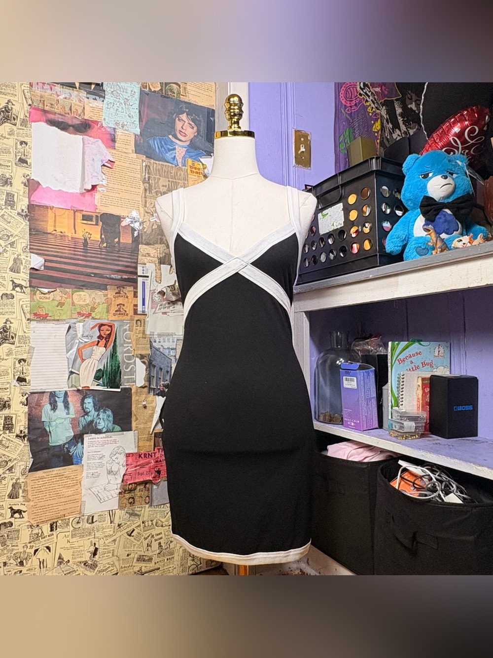 Black Contrast Mini Dress